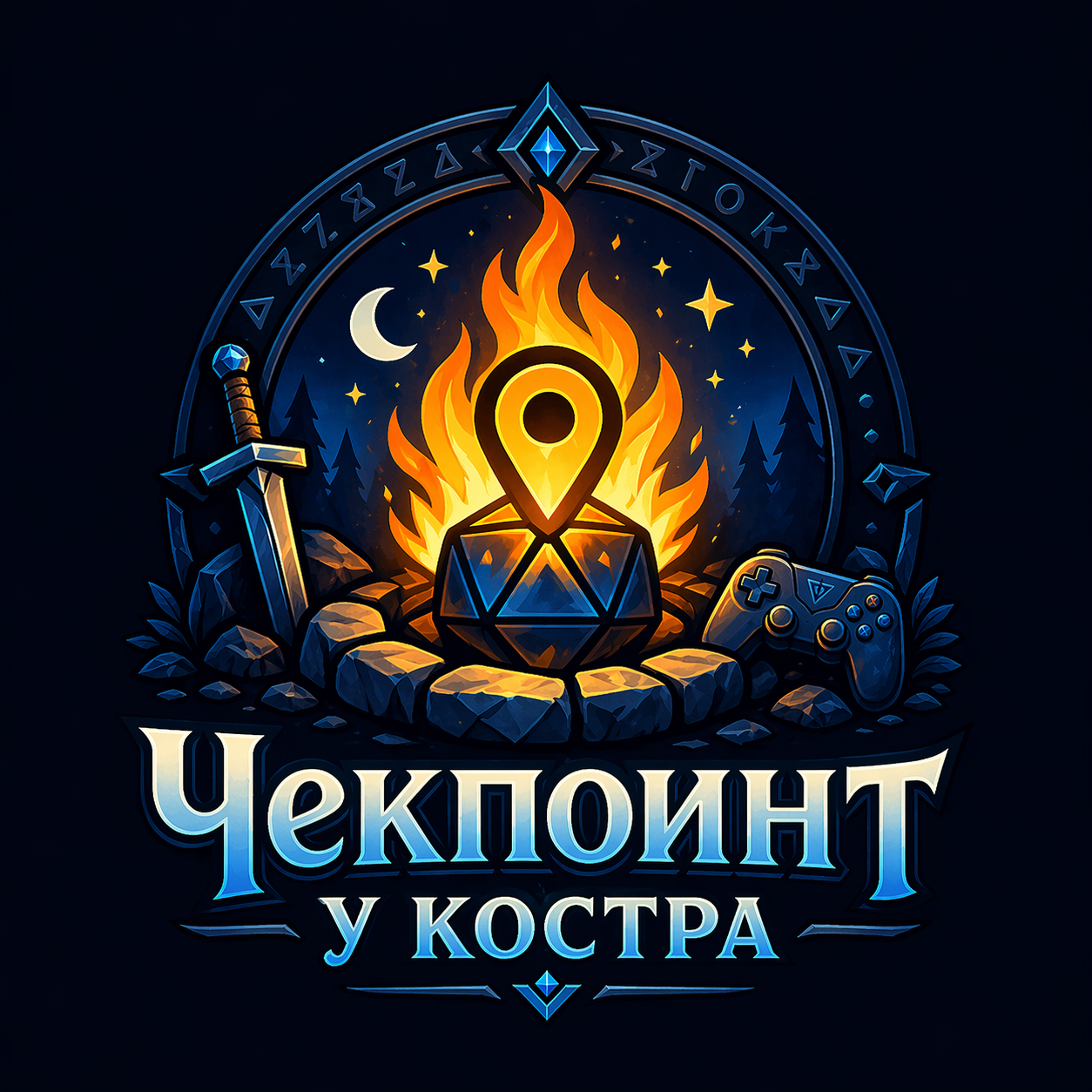 Логотип игроклуба Чекпоинт у костра